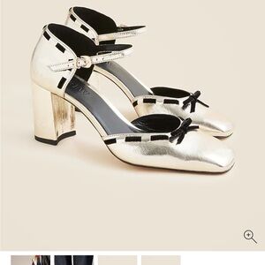 J. Crew Metallic Gold Heels with Black Accents